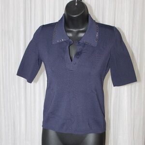 The Kooples Studded Collar Polo Top.  Sz. M